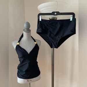 Elegant Black Halter Bikini Set